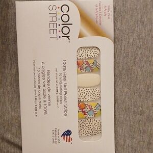 Color Street White Nail Strips with Multicolor Confetti Accents